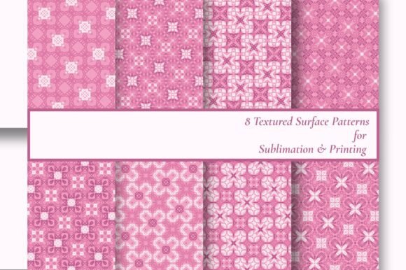 8 Rose Pink Geometric Seamless Patterns
