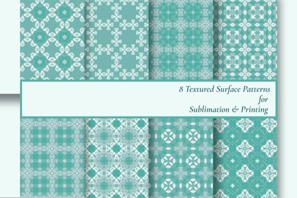 8 Teal Geometric Seamless Patterns