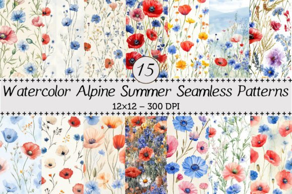 Alpine Summer Seamless Patterns: A Versatile Design Resource for Creative Projects