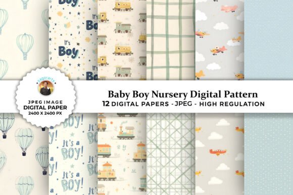 Baby Boy Nursery Digital Patterns: A Versatile Resource for Creative Projects