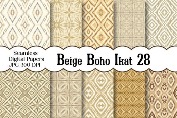Beige Boho Ikat Seamless Patterns