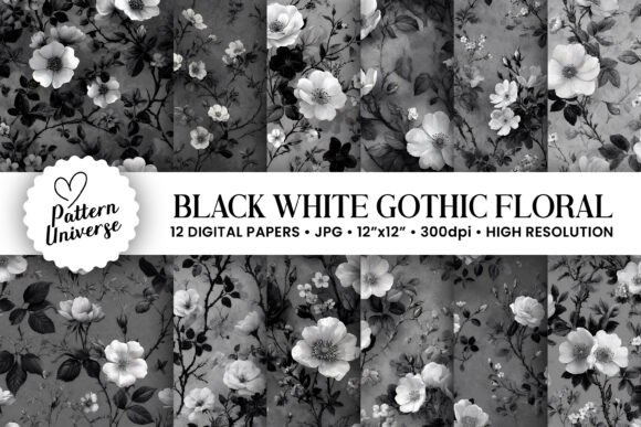 Black White Gothic Floral Patterns: A Timeless Fusion of Elegance and Mystery