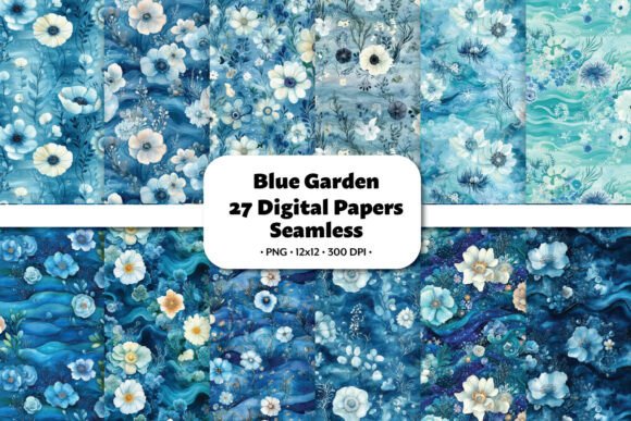 Blue Garden 27 Seamless Patterns: A Versatile Digital Resource for Creative Projects