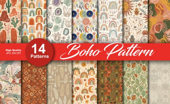 Boho Patterns Celestial, Floral, Cactus: A Versatile Design for Creative Expression