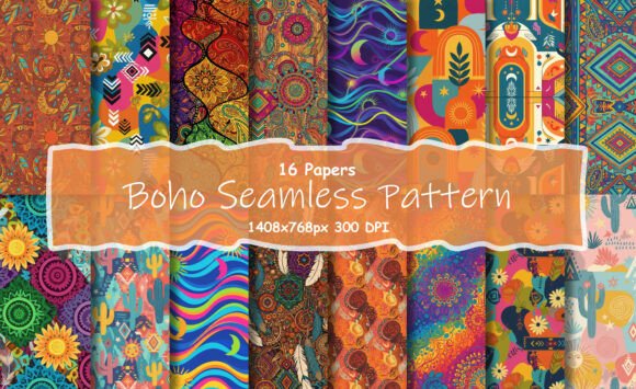 Boho Seamless Patterns Vibrant Color: A Creative Resource for Every Project