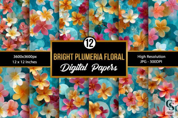 Colorful Plumeria Flowers Patterns for Creative Projects