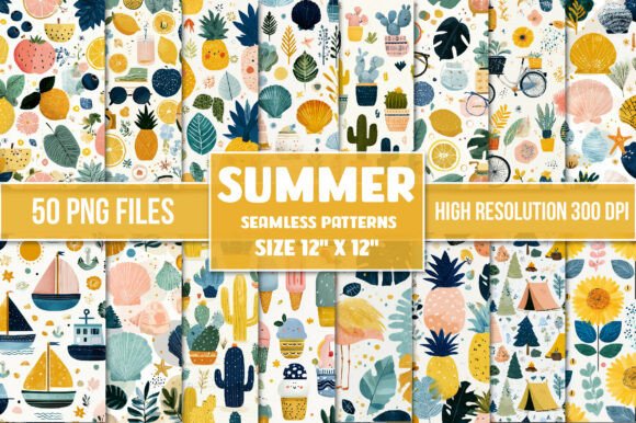 Doodle Summer Seamless Patterns Bundle: A Versatile Tool for Creative Workflows