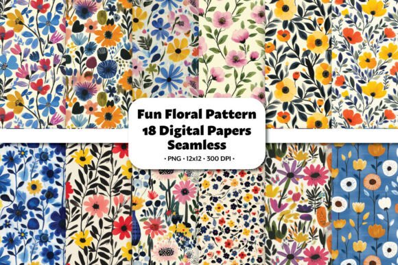 Fun Floral 18 Seamless Patterns