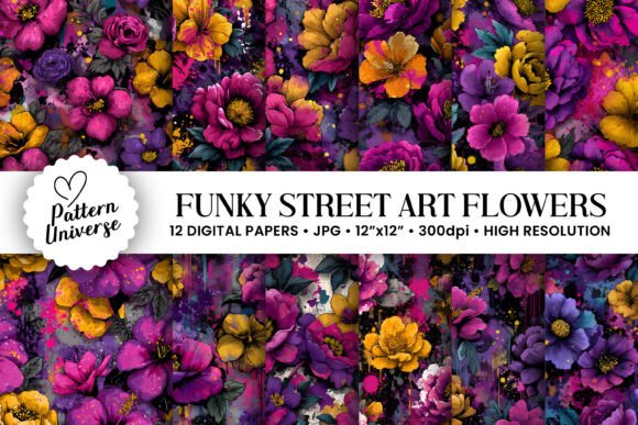 Funky Street Art Flowers Patterns