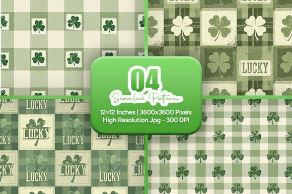 Green Lucky Clover Seamless Patterns