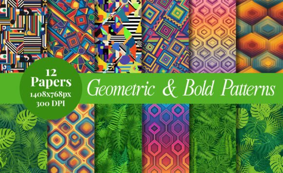 Jungle Tropical Geometric Patterns Pack: A Versatile Design Resource for Creators