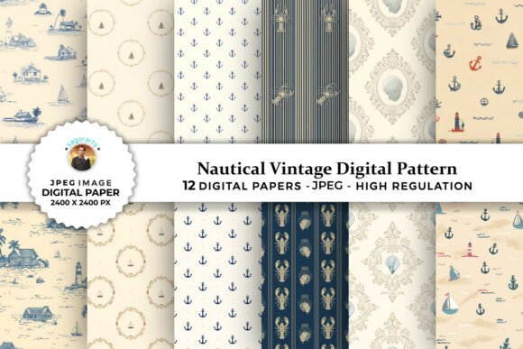 Nautical Vintage Digital Patterns