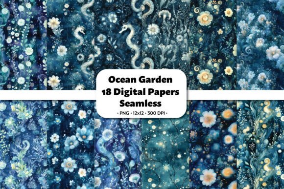 Ocean Garden 18 Seamless Patterns