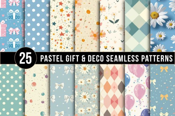 Pastel Gift Deco Seamless Patterns: A Creative Resource for Digital and Print Projects