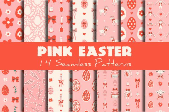 Pastel Pink Easter Seamless Patterns Set