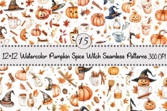 Pumpkin Spice Witch Seamless Patterns: A Creative Powerhouse for Digital Designers
