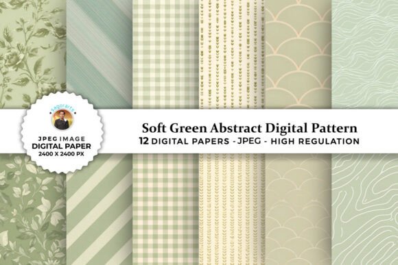 Soft Green Abstract Digital Patterns