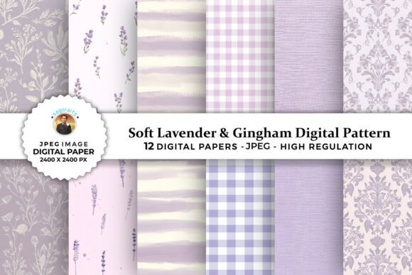 Soft Lavender Gingham Digital Patterns