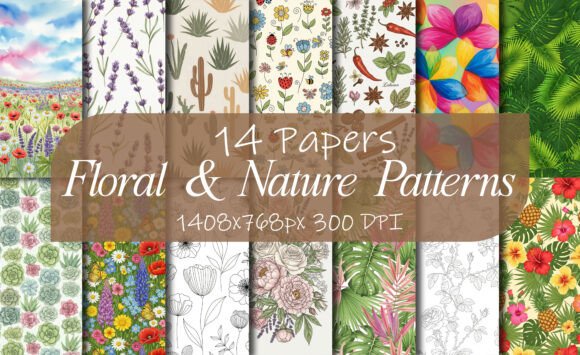 Vibrant Floral Nature Patterns Bundle: A Creative Resource for Design Enthusiasts