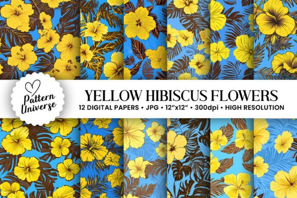 Yellow Hibiscus Floral Patterns